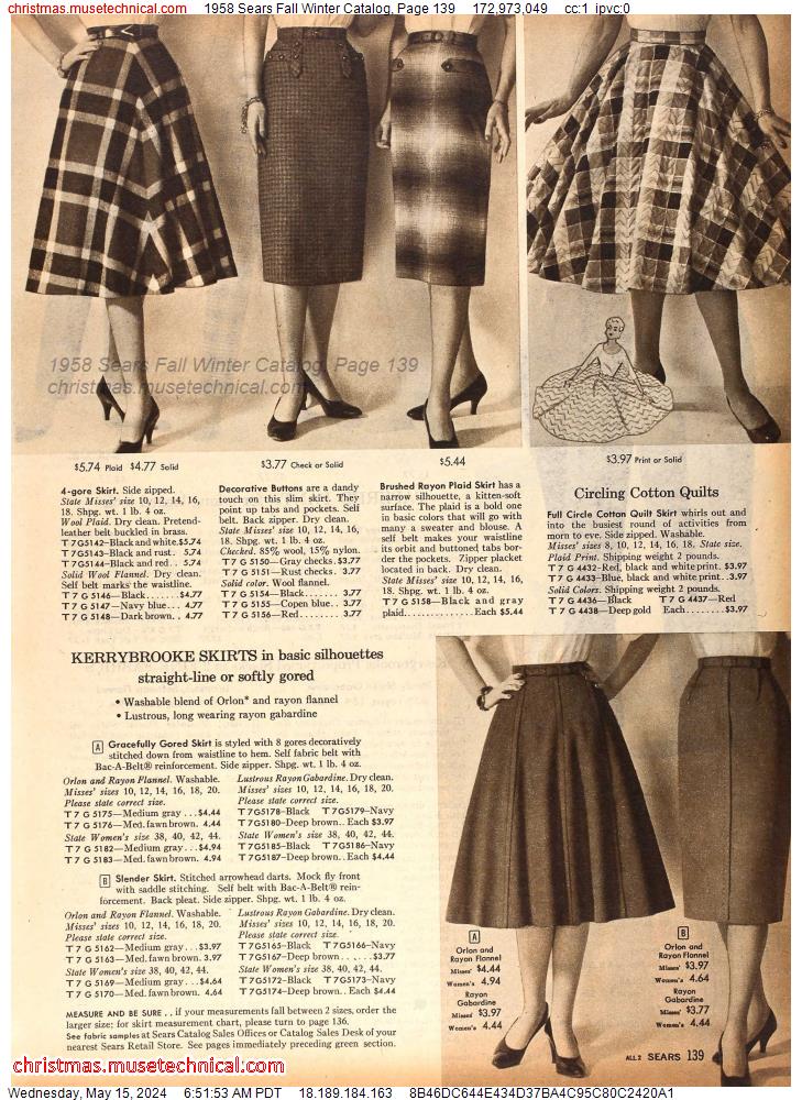 1958 Sears Fall Winter Catalog, Page 139