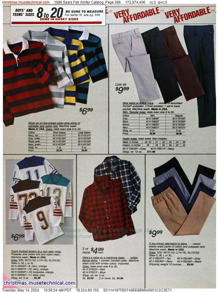 1986 Sears Fall Winter Catalog, Page 386