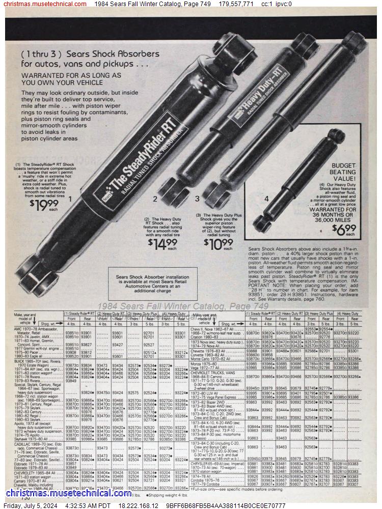 1984 Sears Fall Winter Catalog, Page 749