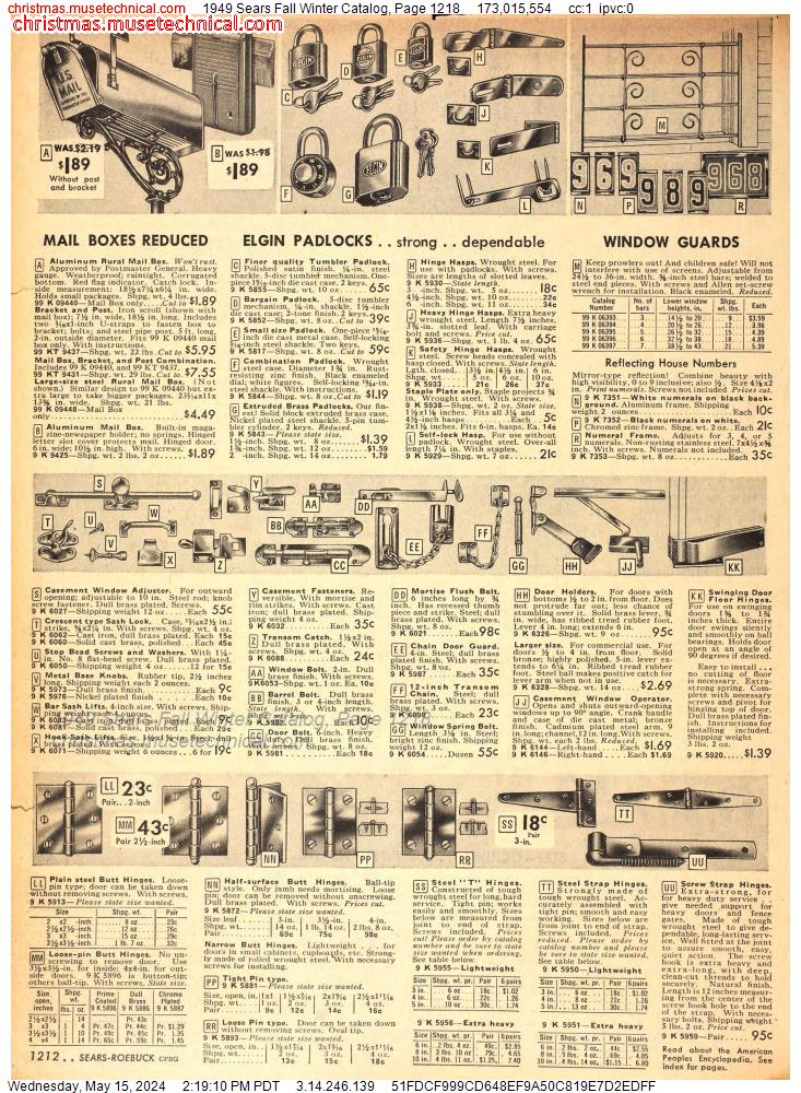 1949 Sears Fall Winter Catalog, Page 1218