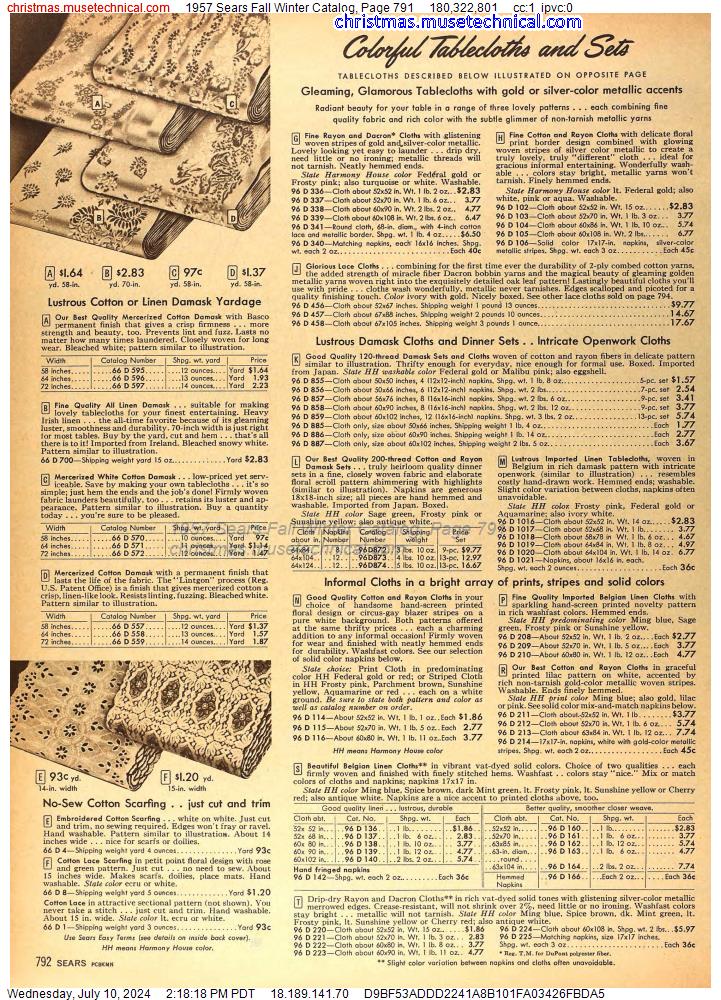1957 Sears Fall Winter Catalog, Page 791