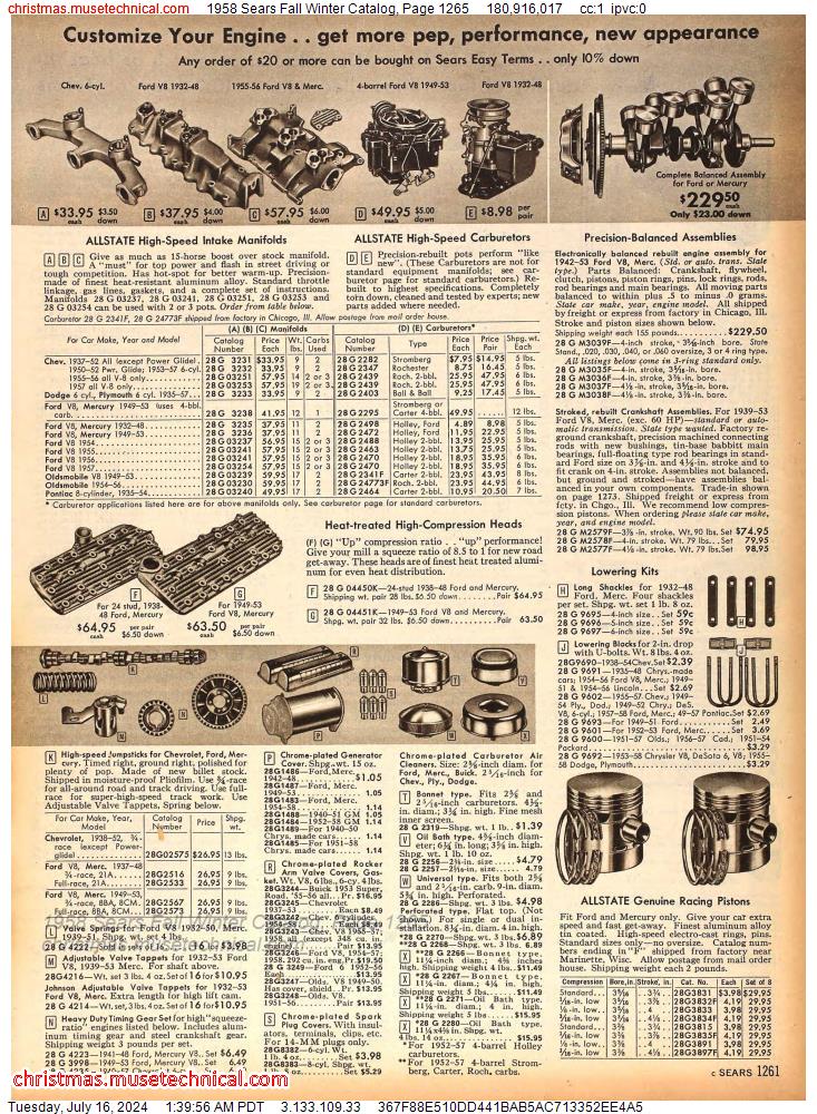1958 Sears Fall Winter Catalog, Page 1265