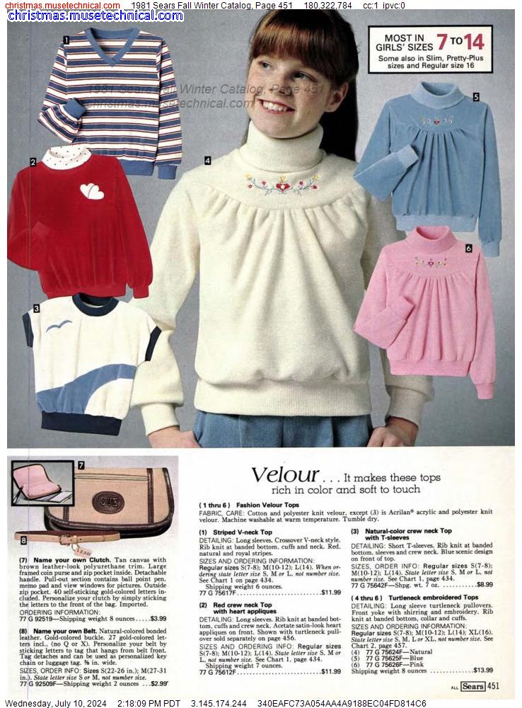 1981 Sears Fall Winter Catalog, Page 451