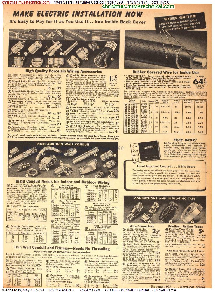 1941 Sears Fall Winter Catalog, Page 1398