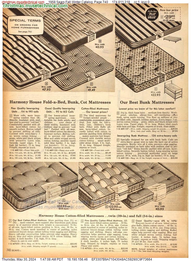 1958 Sears Fall Winter Catalog, Page 740