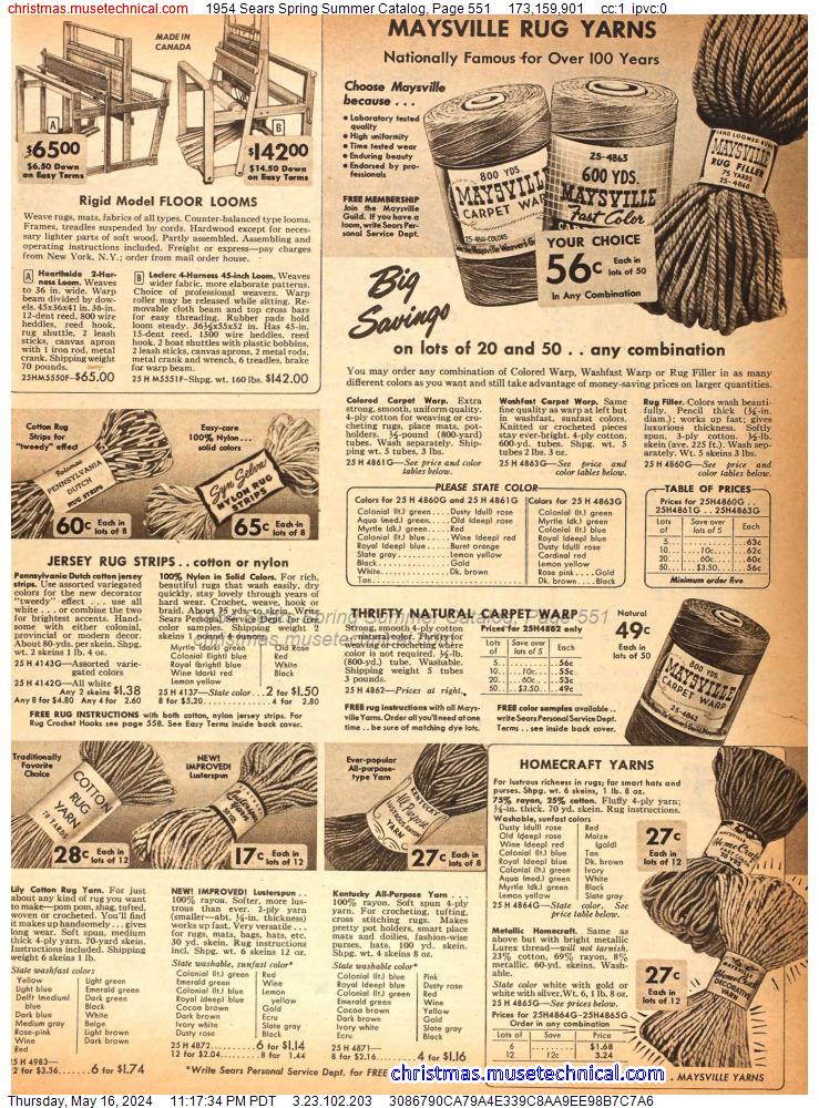 1954 Sears Spring Summer Catalog, Page 551