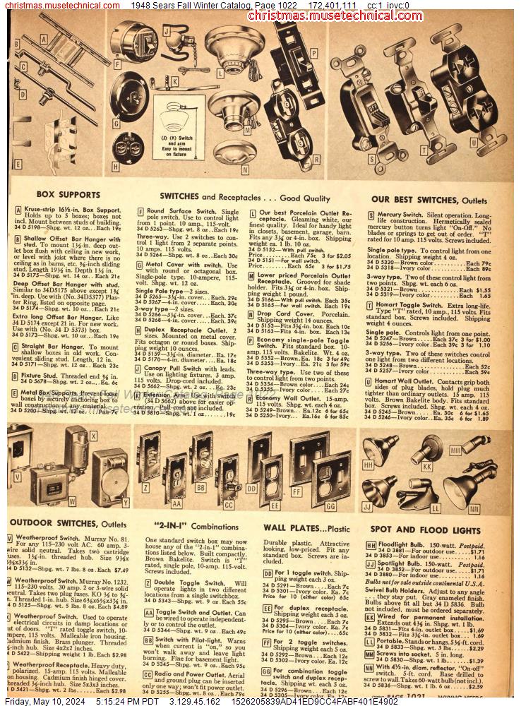 1948 Sears Fall Winter Catalog, Page 1022
