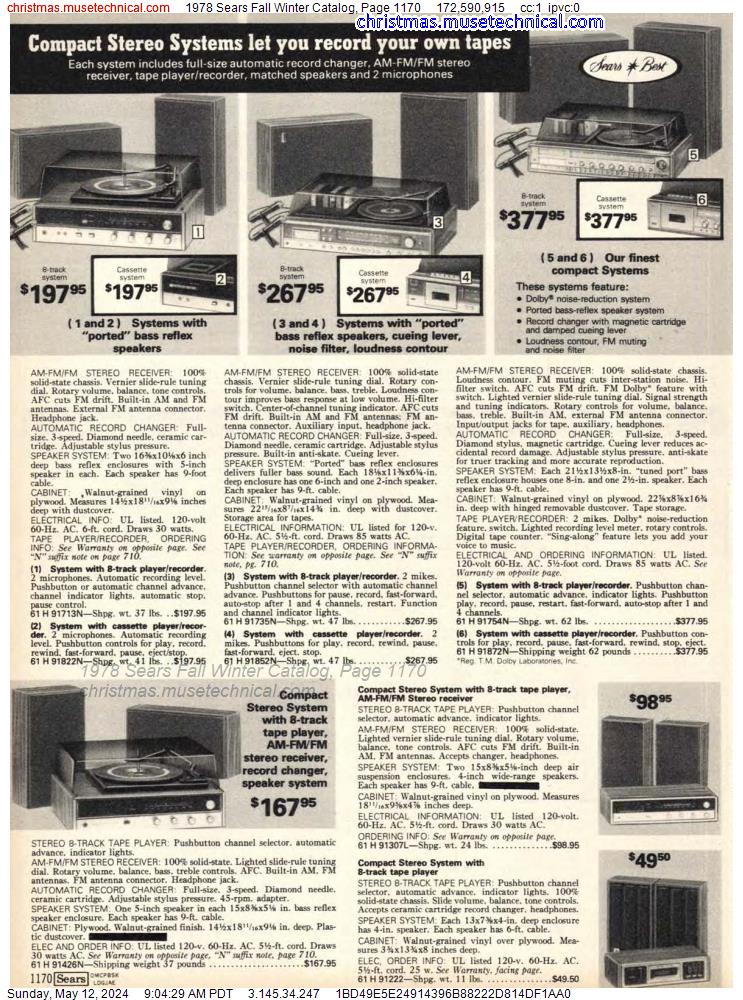 1978 Sears Fall Winter Catalog, Page 1170