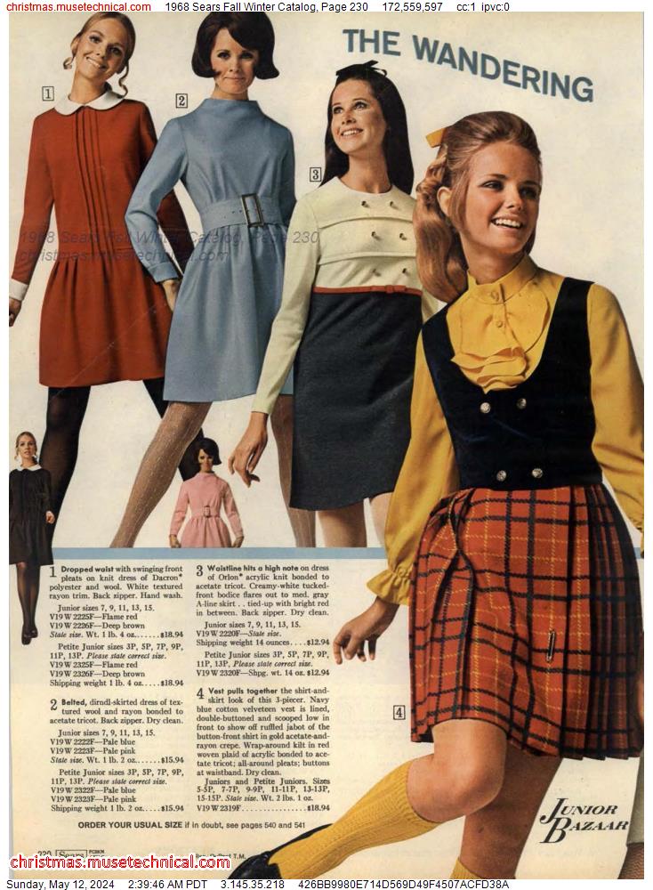 1968 Sears Fall Winter Catalog, Page 230