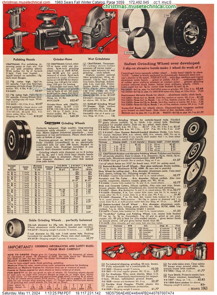 1960 Sears Fall Winter Catalog, Page 1059