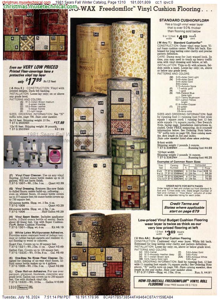 1981 Sears Fall Winter Catalog, Page 1310