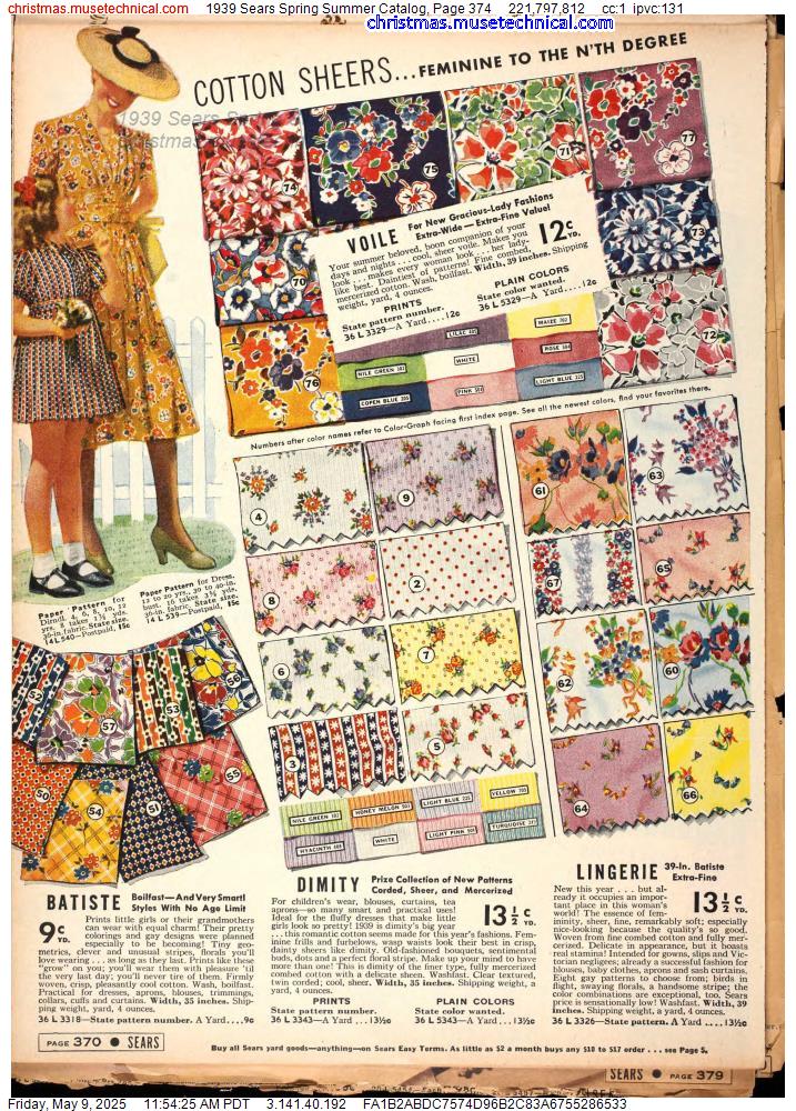 1939 Sears Spring Summer Catalog, Page 374