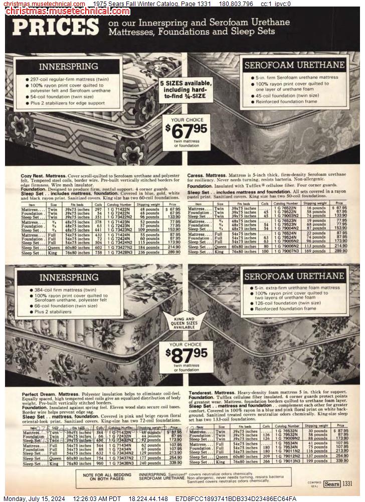 1975 Sears Fall Winter Catalog, Page 1331