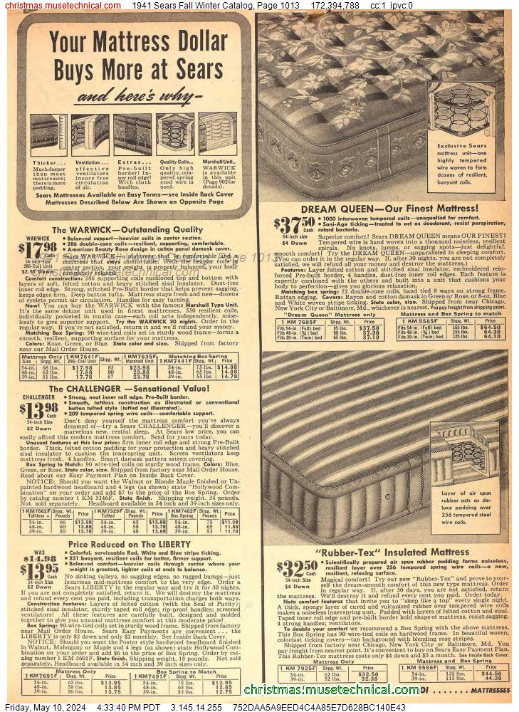 1941 Sears Fall Winter Catalog, Page 1013