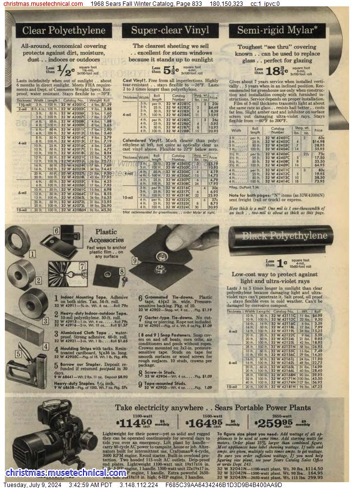 1968 Sears Fall Winter Catalog, Page 833