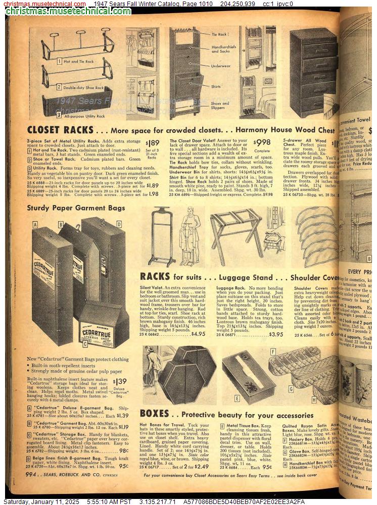 1947 Sears Fall Winter Catalog, Page 1010