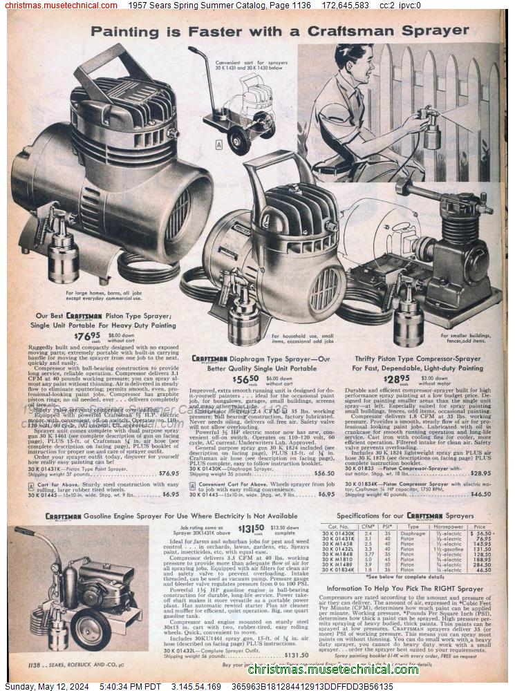 1957 Sears Spring Summer Catalog, Page 1136