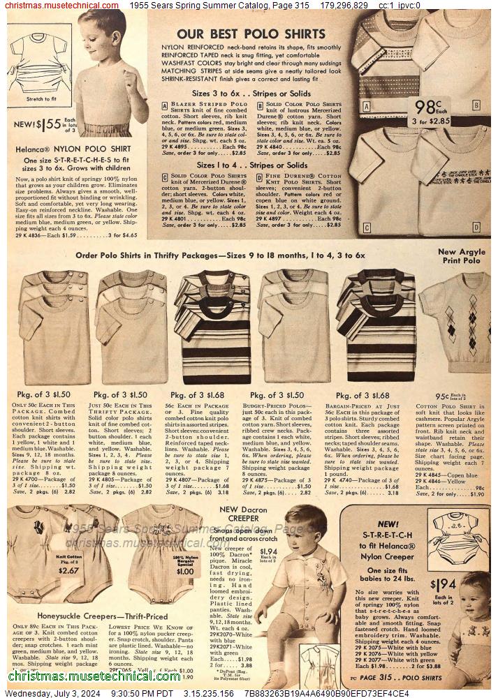 1955 Sears Spring Summer Catalog, Page 315