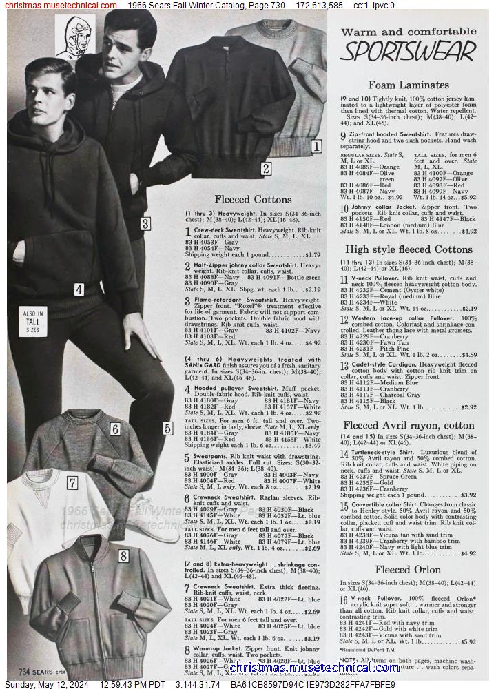 1966 Sears Fall Winter Catalog, Page 730