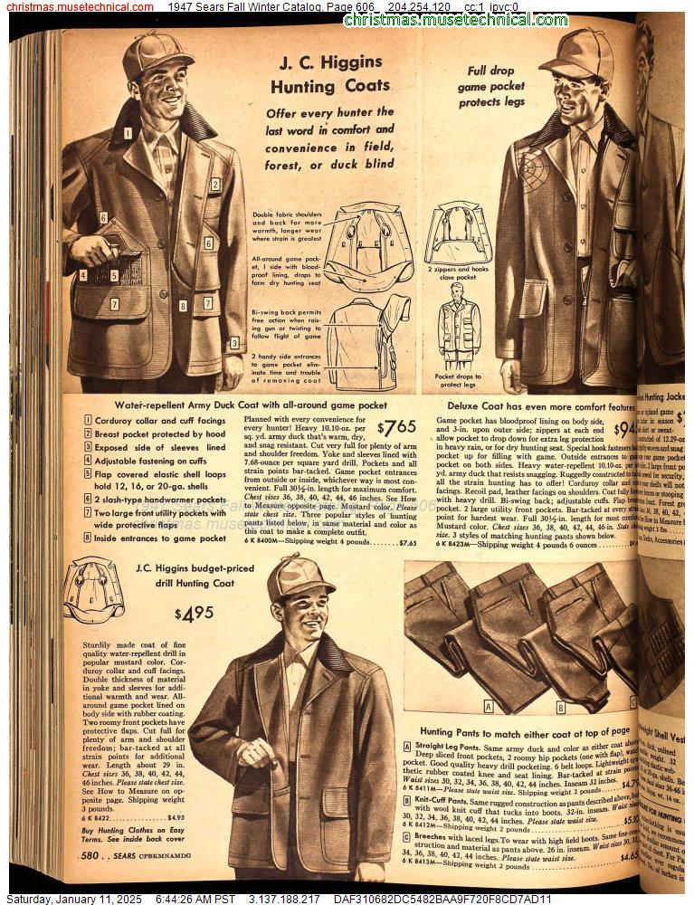 1947 Sears Fall Winter Catalog, Page 606