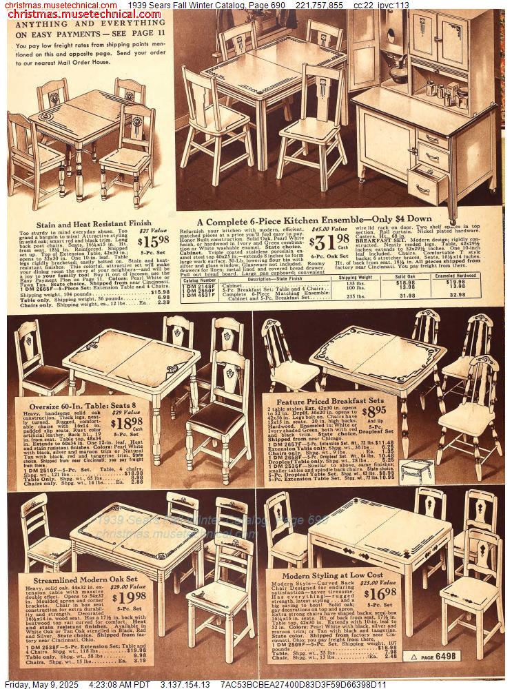 1939 Sears Fall Winter Catalog, Page 690