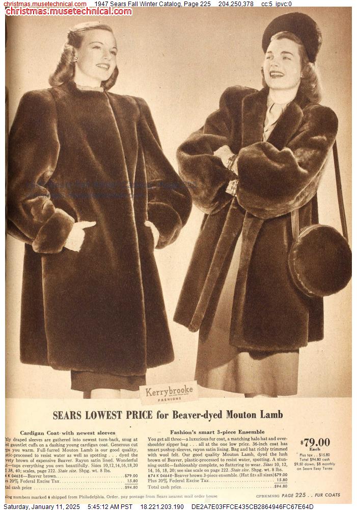 1947 Sears Fall Winter Catalog, Page 225