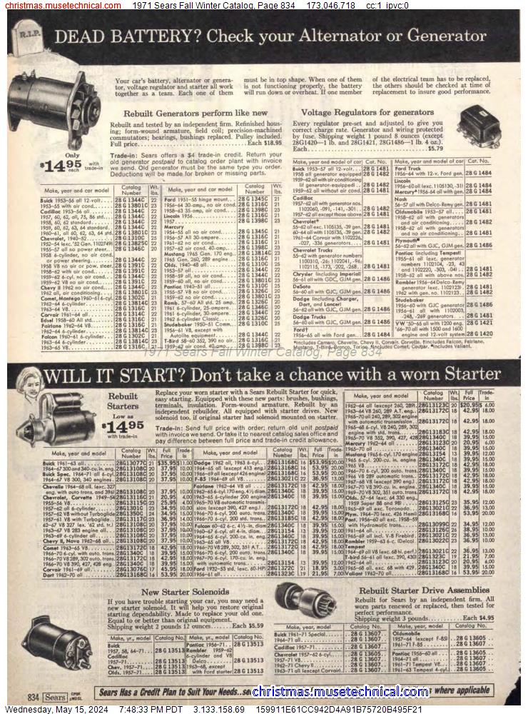 1971 Sears Fall Winter Catalog, Page 834