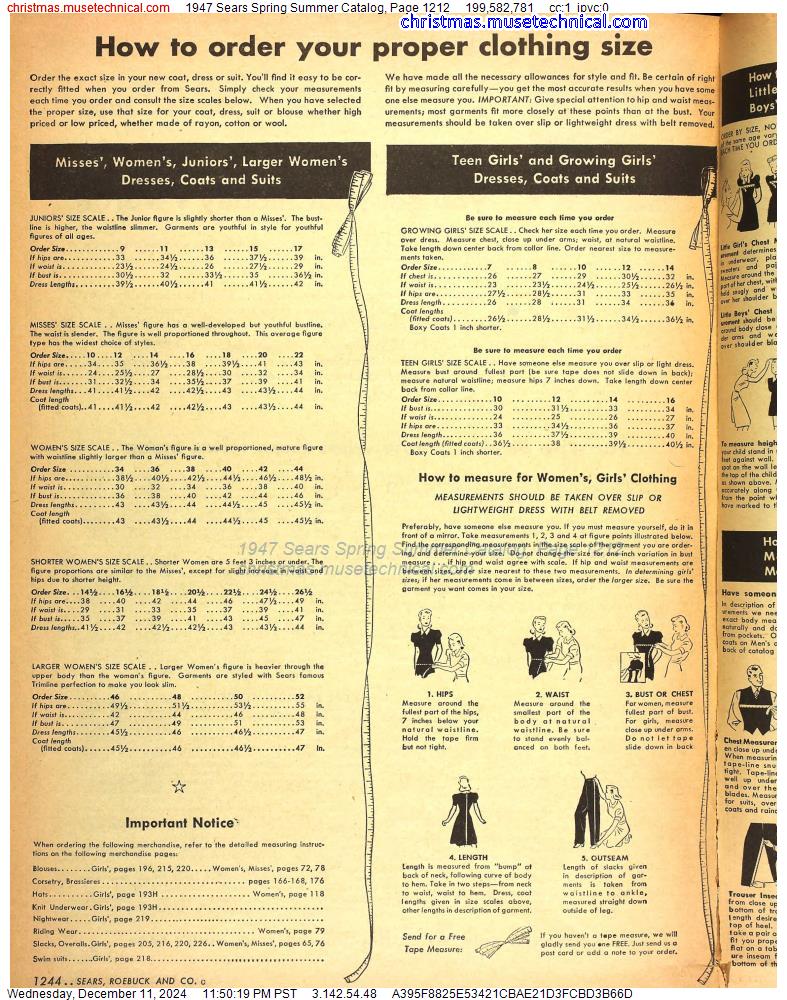 1947 Sears Spring Summer Catalog, Page 1212