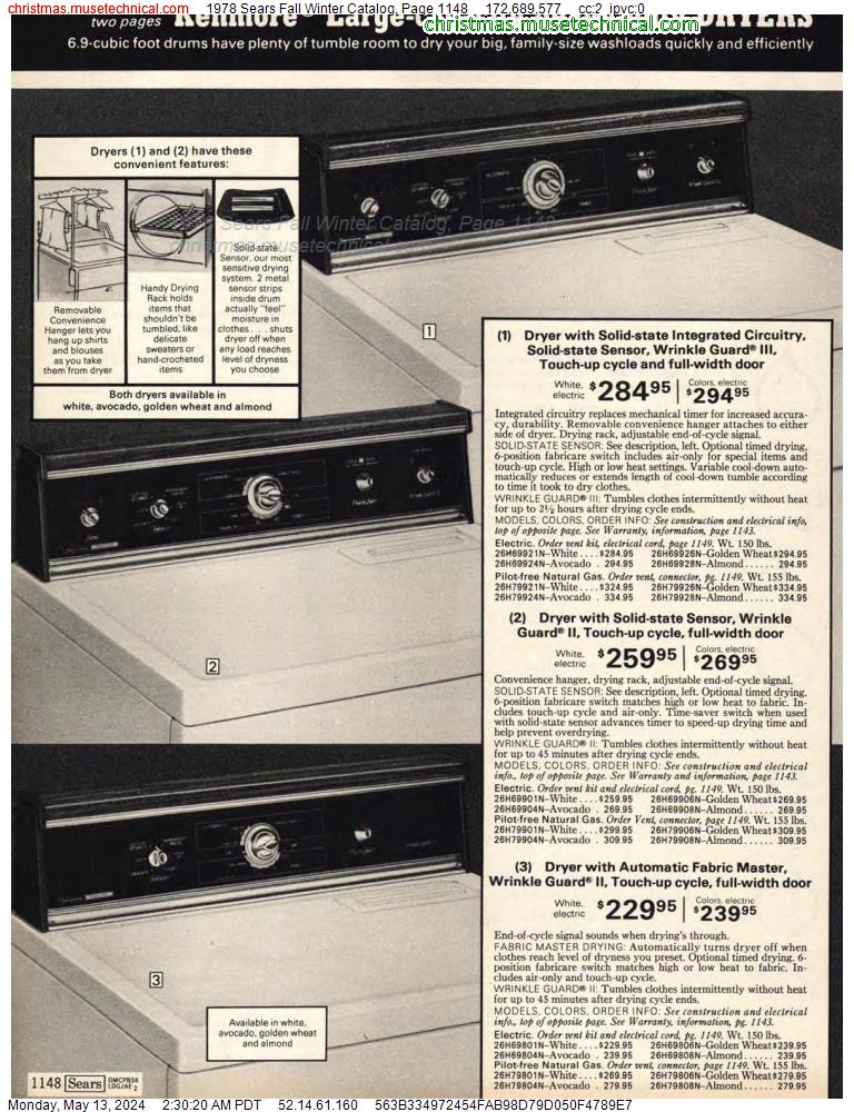 1978 Sears Fall Winter Catalog, Page 1148