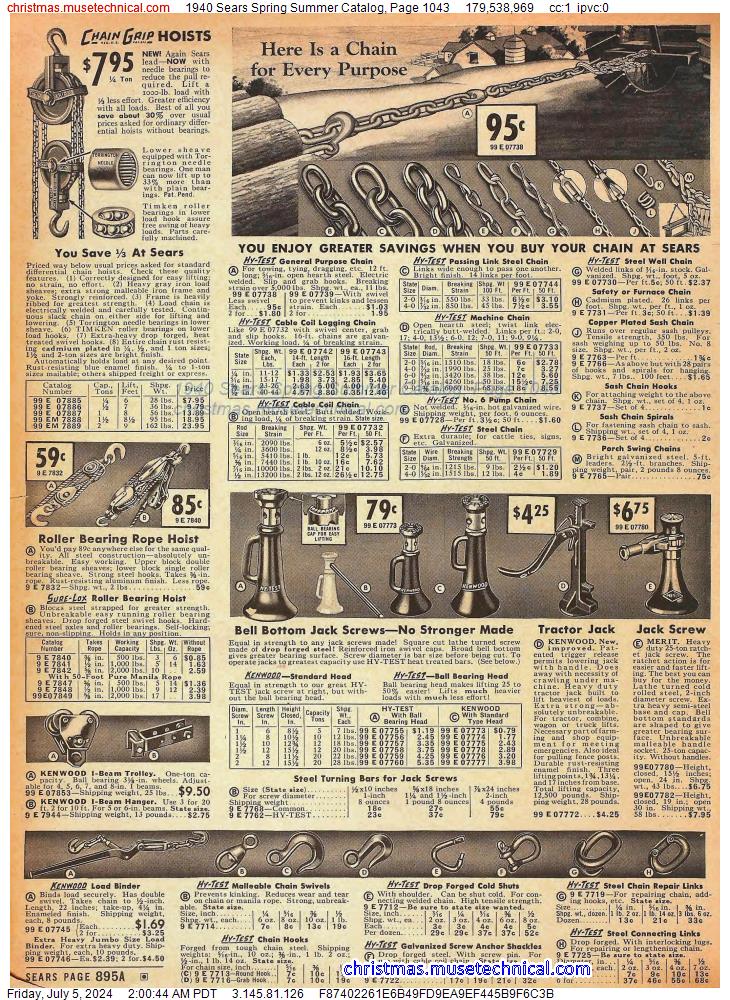 1940 Sears Spring Summer Catalog, Page 1043