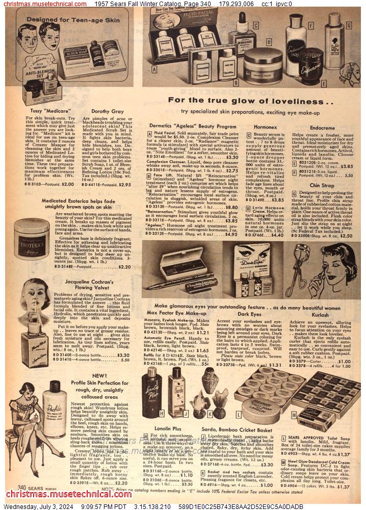 1957 Sears Fall Winter Catalog, Page 340