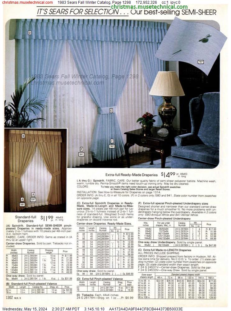 1983 Sears Fall Winter Catalog, Page 1298