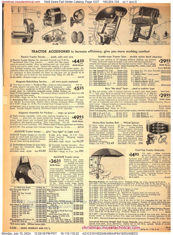 1948 Sears Fall Winter Catalog, Page 1237