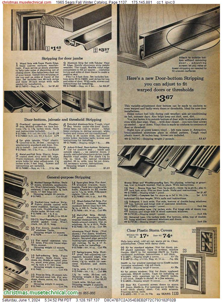 1965 Sears Fall Winter Catalog, Page 1137