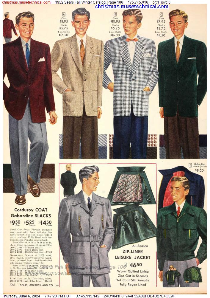 1952 Sears Fall Winter Catalog, Page 106