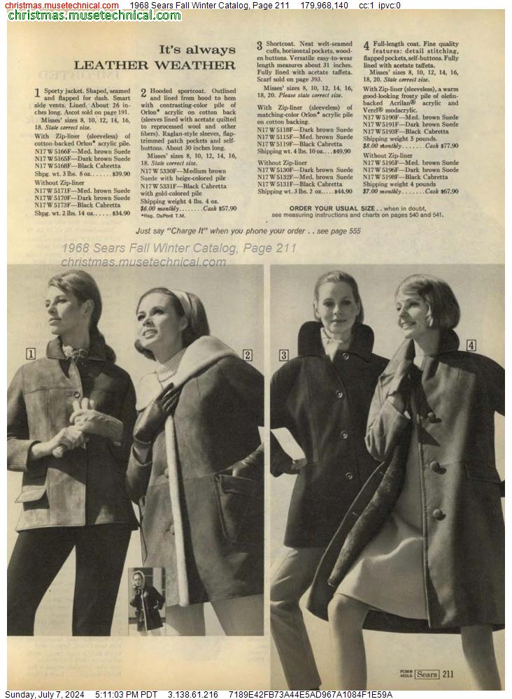 1968 Sears Fall Winter Catalog, Page 211