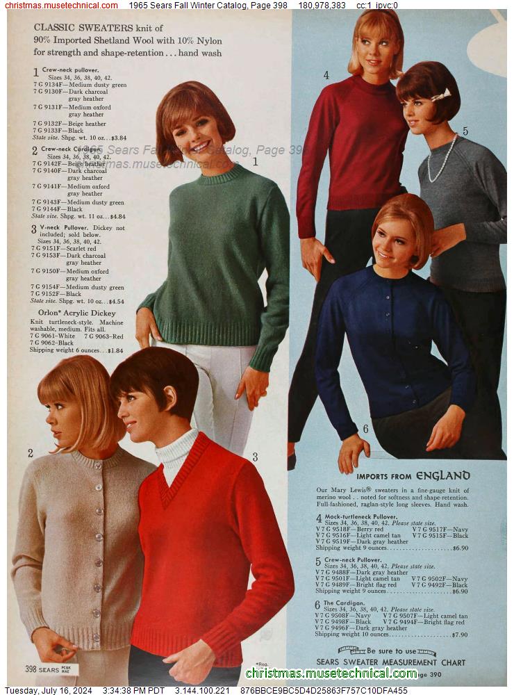 1965 Sears Fall Winter Catalog, Page 398