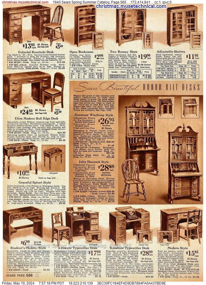 1940 Sears Spring Summer Catalog, Page 565