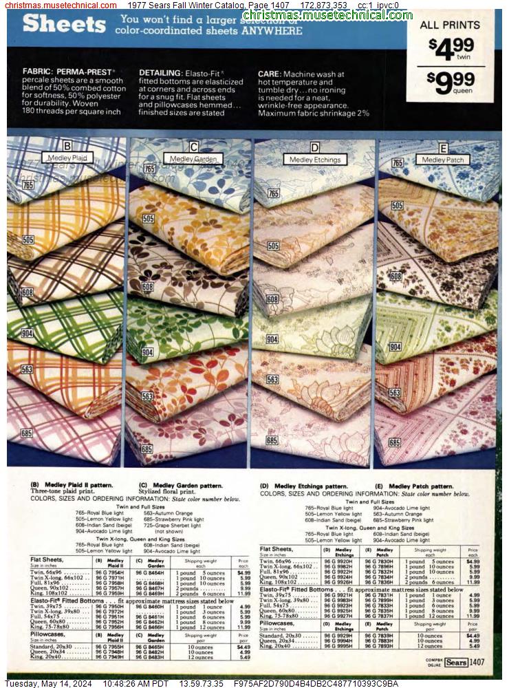 1977 Sears Fall Winter Catalog, Page 1407