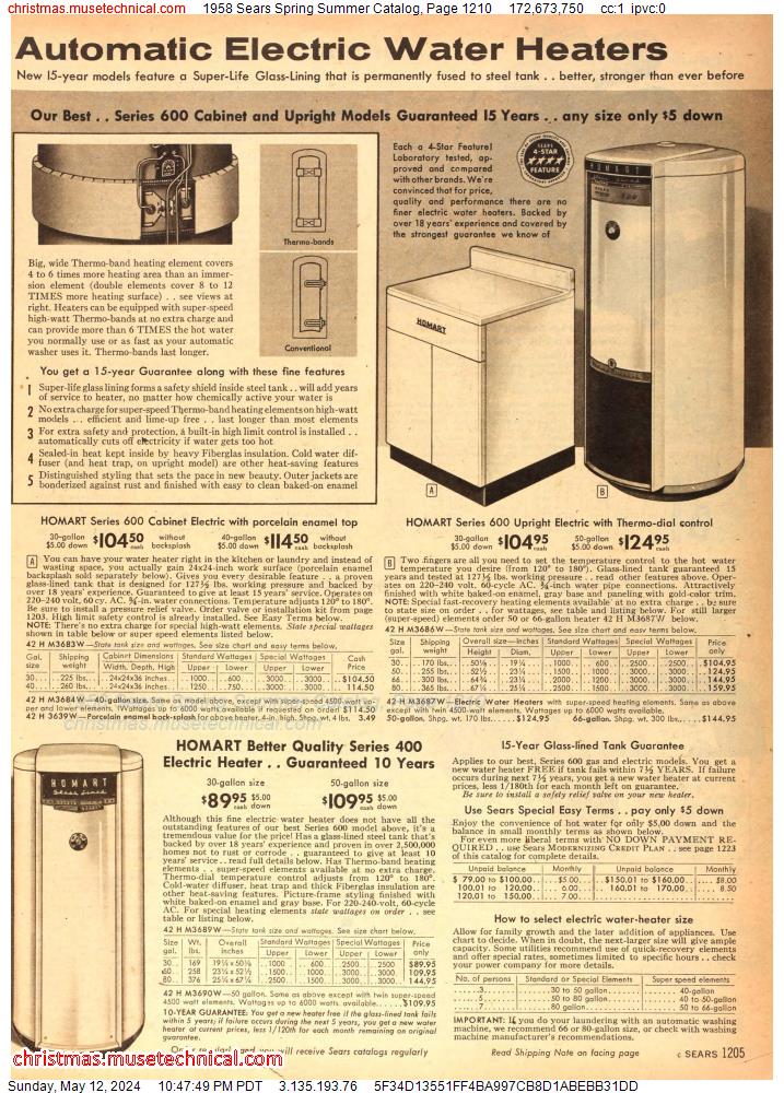 1958 Sears Spring Summer Catalog, Page 1210