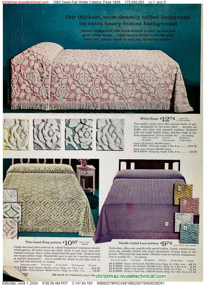 1965 Sears Fall Winter Catalog, Page 1809