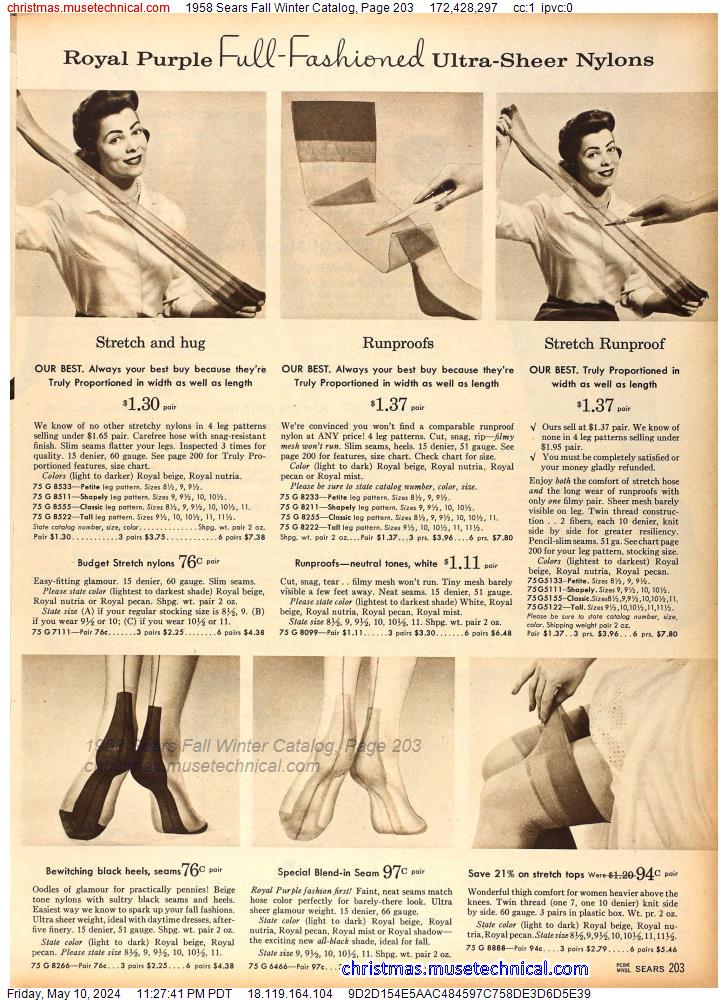 1958 Sears Fall Winter Catalog, Page 203