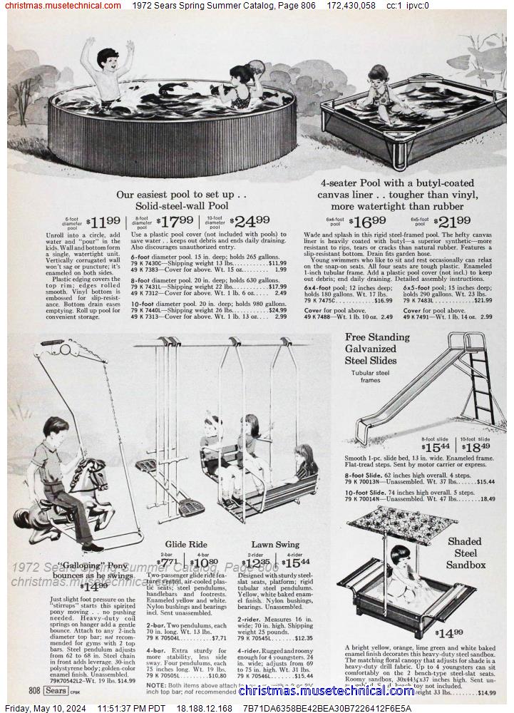 1972 Sears Spring Summer Catalog, Page 806
