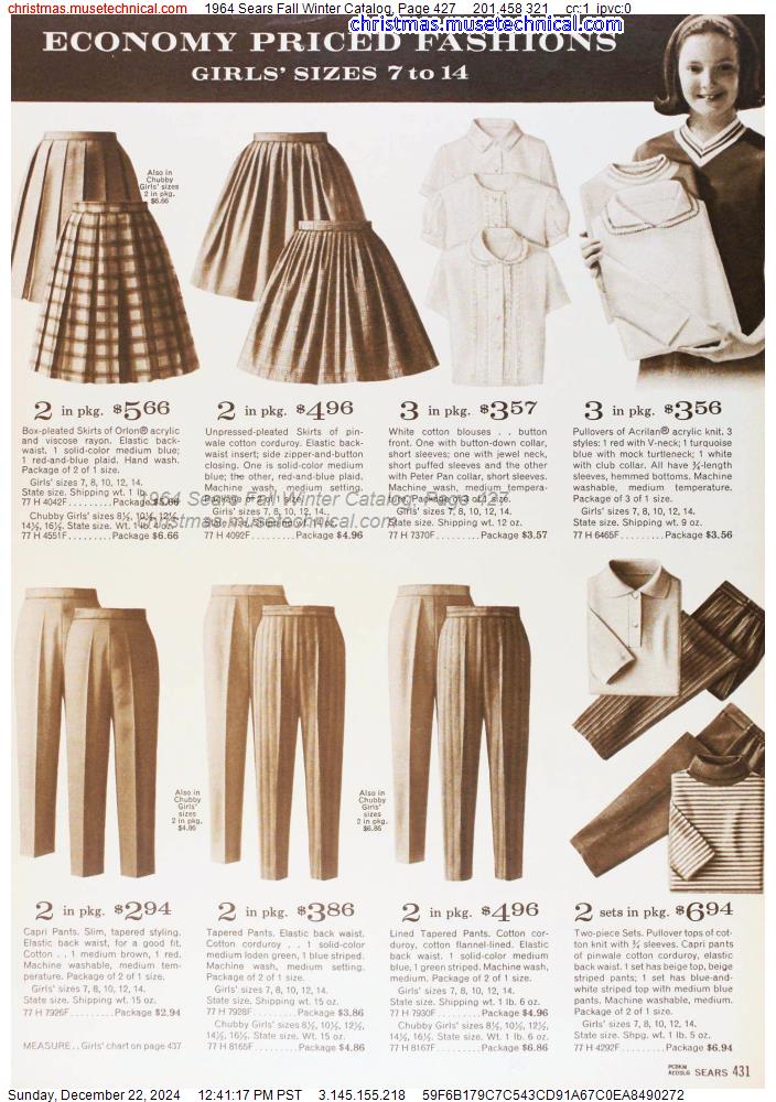 1964 Sears Fall Winter Catalog, Page 427