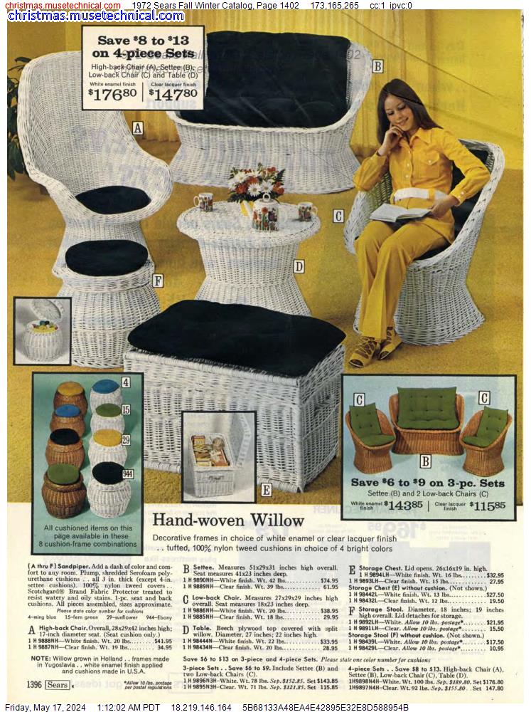 1972 Sears Fall Winter Catalog, Page 1402