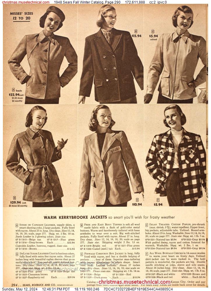 1948 Sears Fall Winter Catalog, Page 290