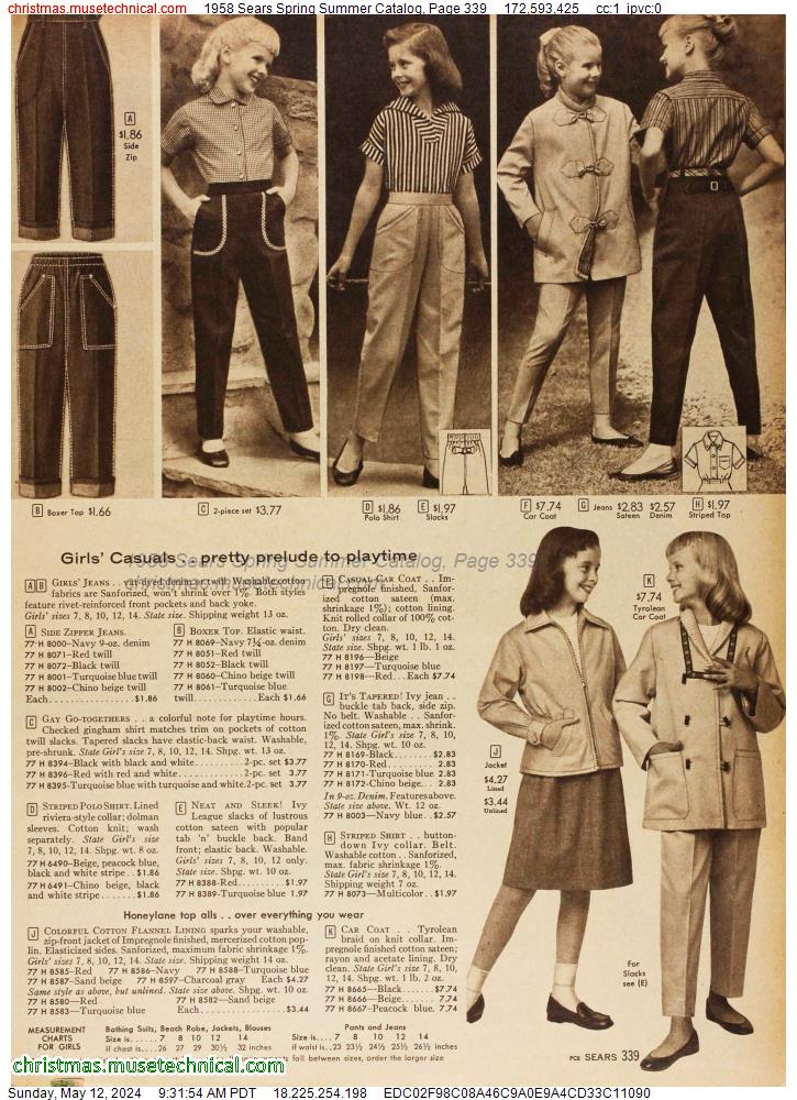 1958 Sears Spring Summer Catalog, Page 339