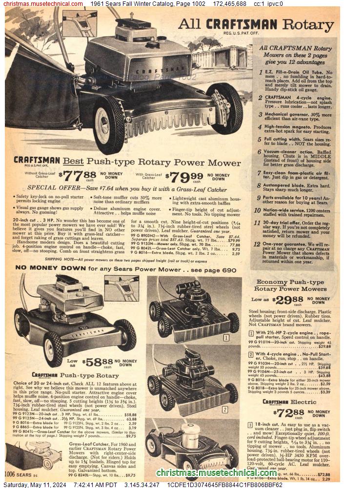1961 Sears Fall Winter Catalog, Page 1002
