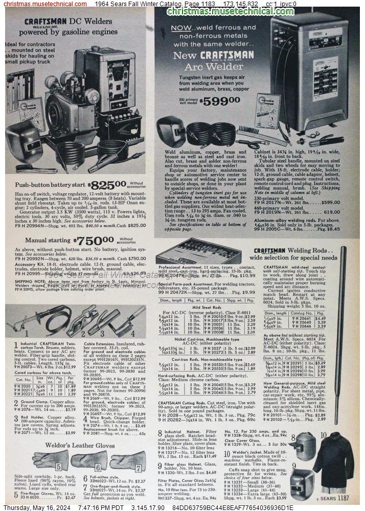 1964 Sears Fall Winter Catalog, Page 1183