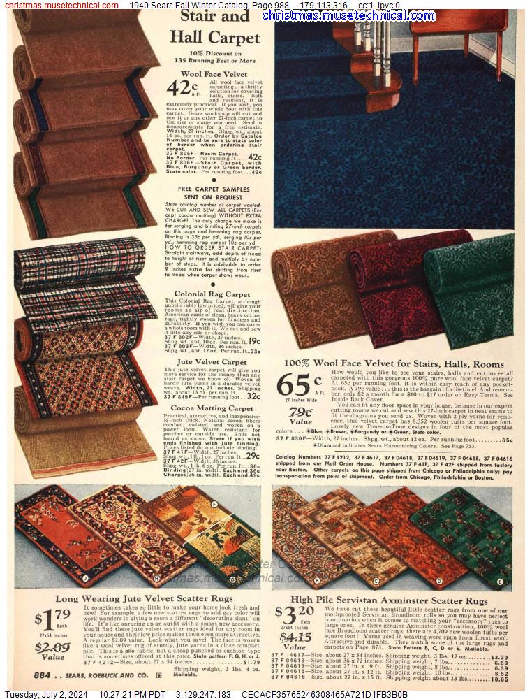 1940 Sears Fall Winter Catalog, Page 988